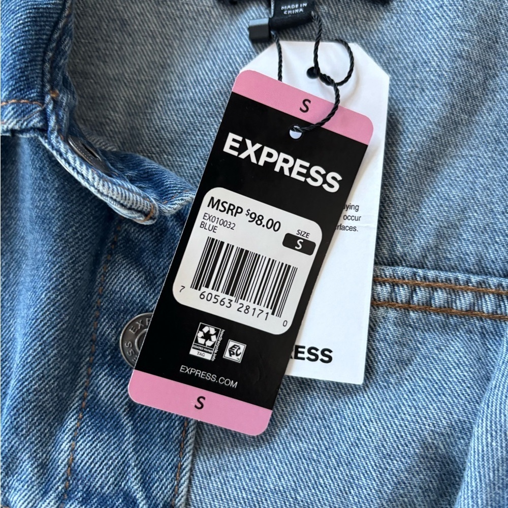 Express Women's Blue Jean Jacket Small BRAND NEW NWT MSRP $98 - Picture 7 of 8